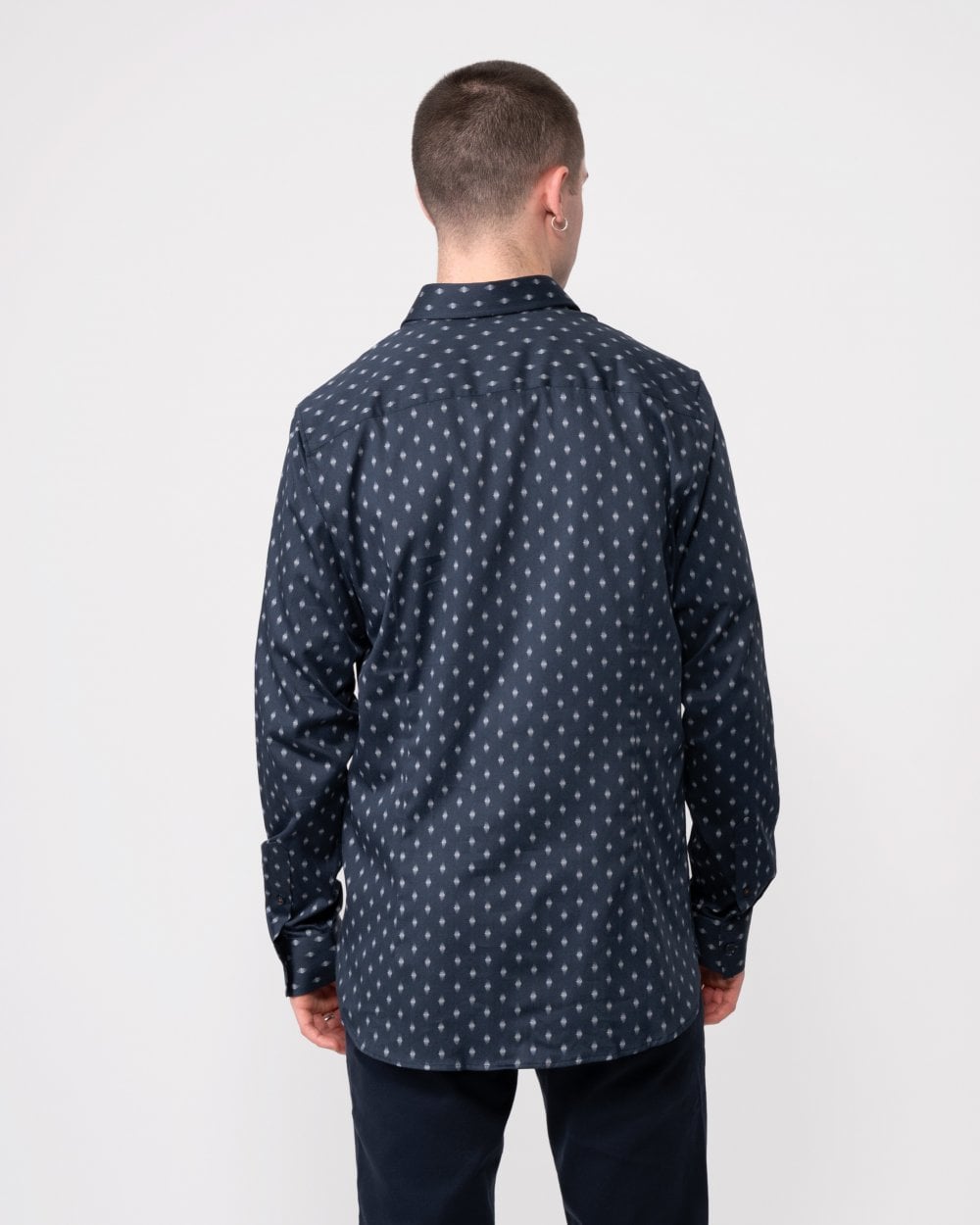Ted Baker Ardea Mens Long Sleeve Geometric Print Shirt - Navy