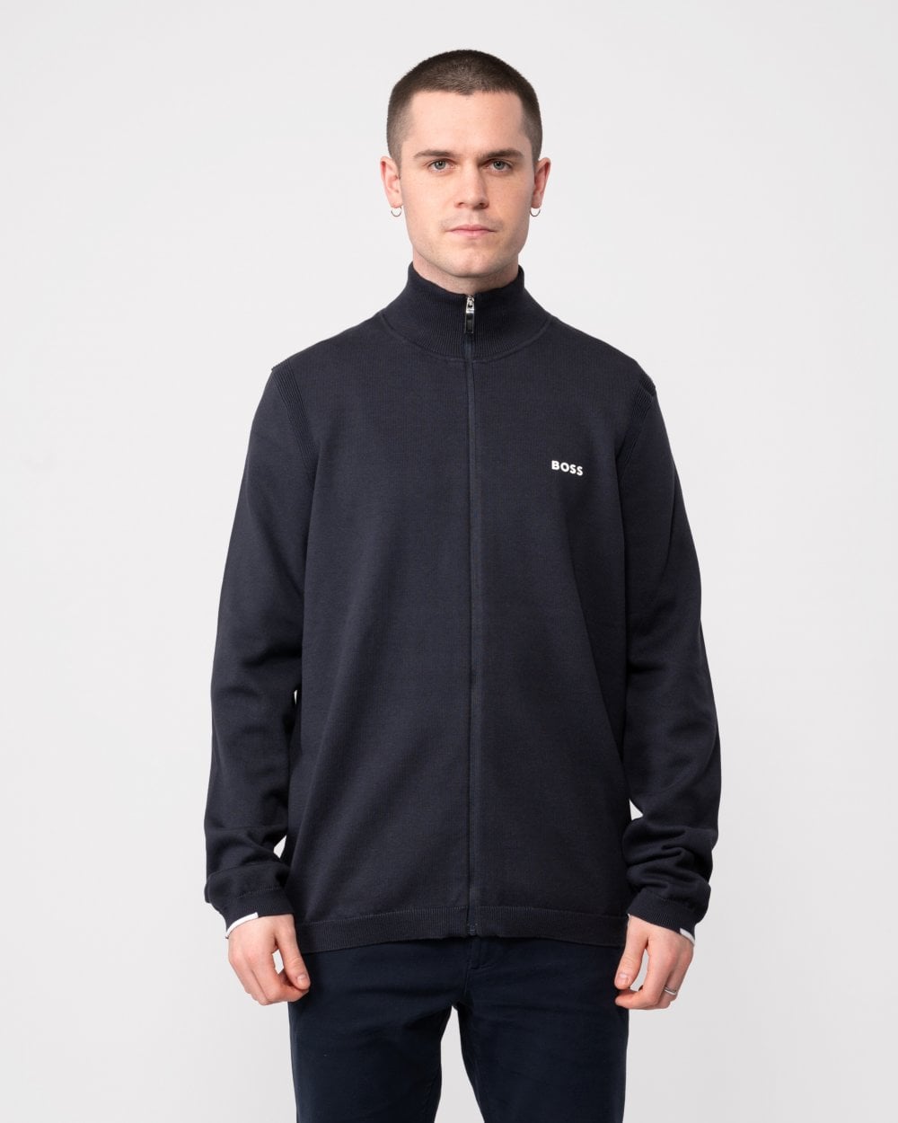 BOSS Green Ever-X Full Zip Mens Cardigan - Dark Blue 402