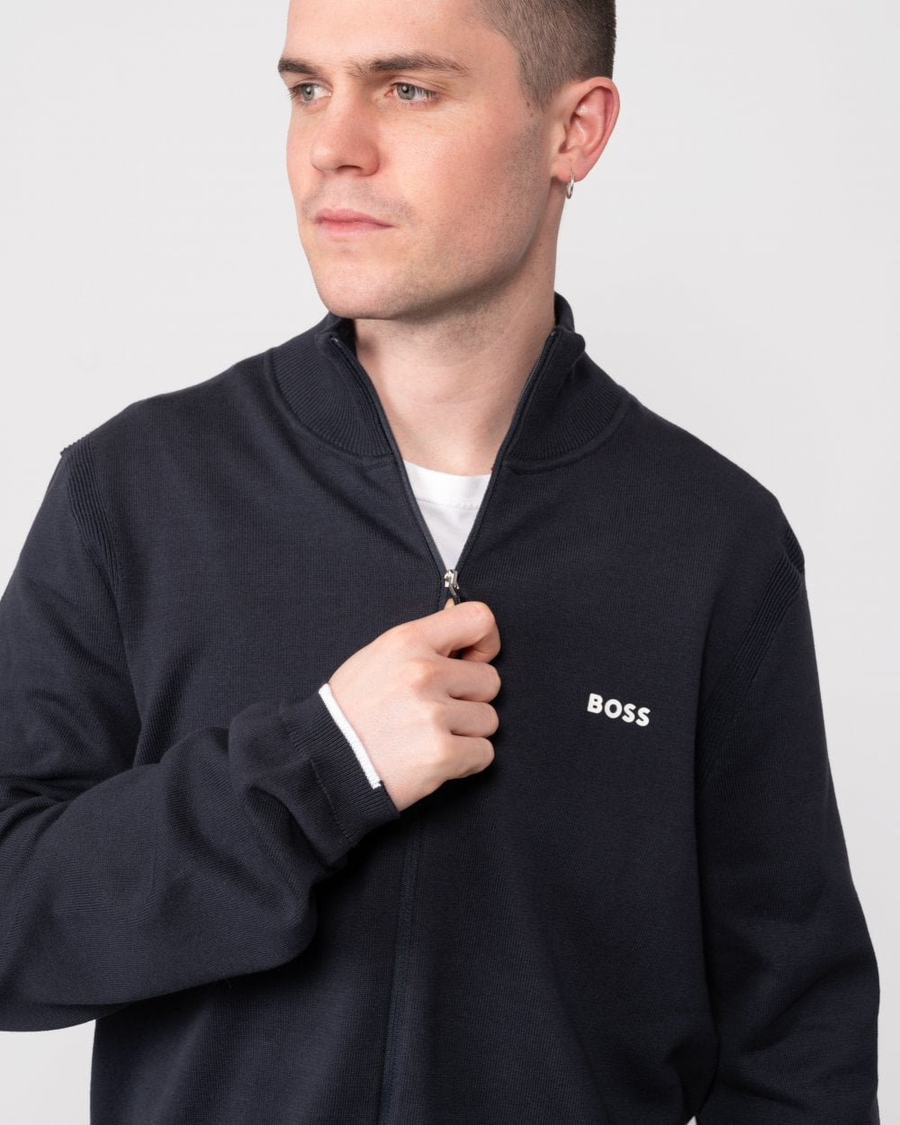 BOSS Green Ever-X Full Zip Mens Cardigan - Dark Blue 402