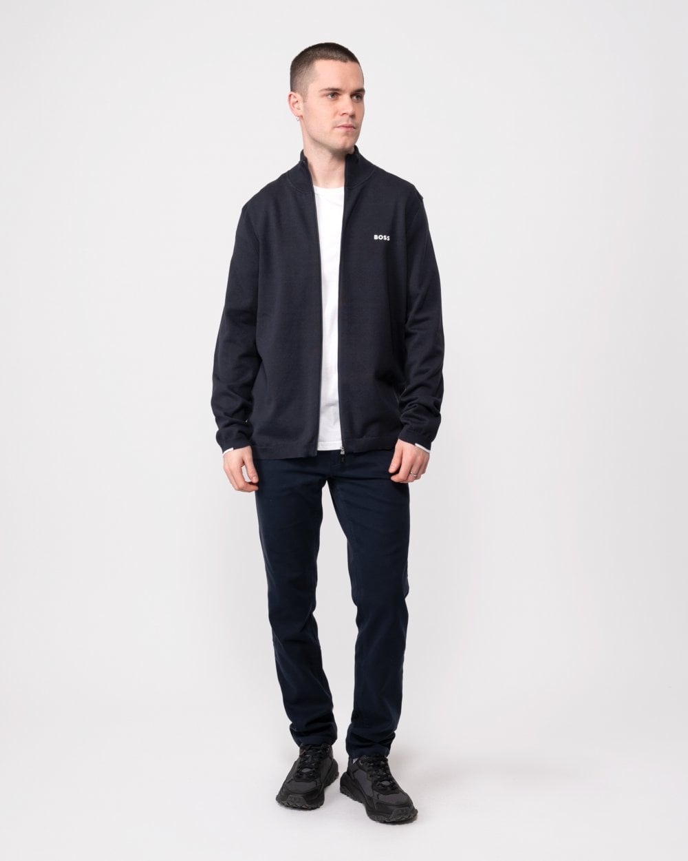 BOSS Green Ever-X Full Zip Mens Cardigan - Dark Blue 402