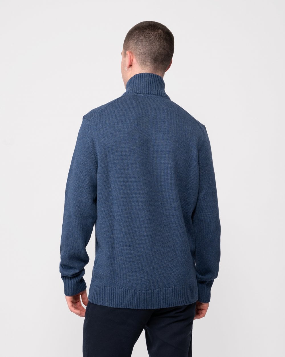 GANT Mens Casual Cotton Half Zip Jumper - 902 Dark Jeansblue Melange