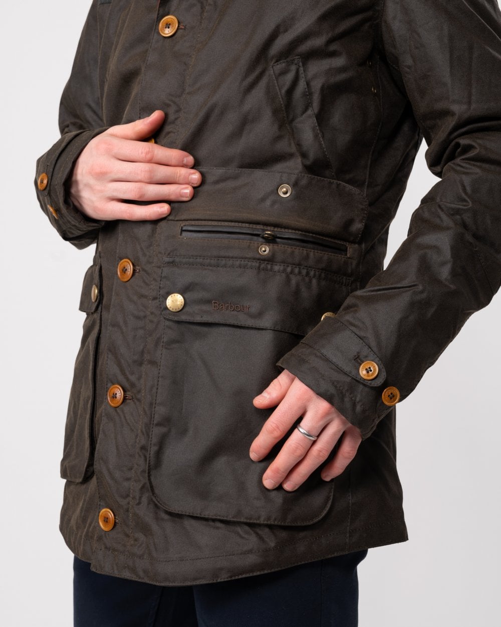 Barbour Game Mens Wax Parka - Olive