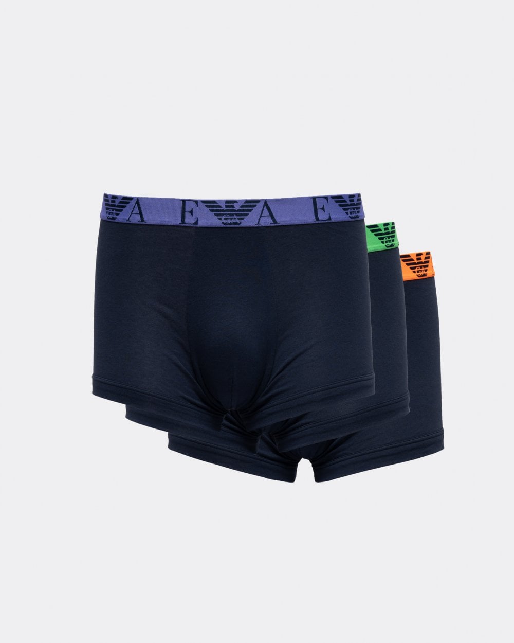 Emporio Armani Mens 3-Pack Bold Monogram Waistband Trunks