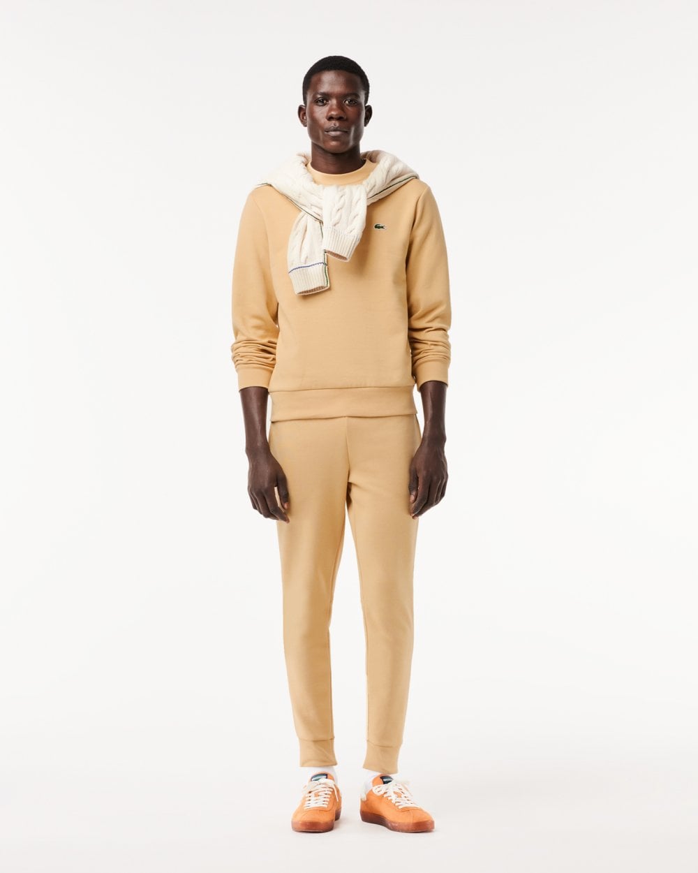 Lacoste Mens Crew Neck Fleece Sweatshirt - Croissant IXQ