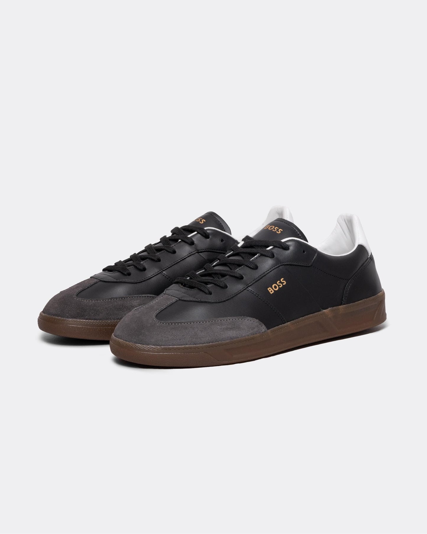 BOSS Orange Brandon Mens Leather and Suede Trainers with Embossed Logos