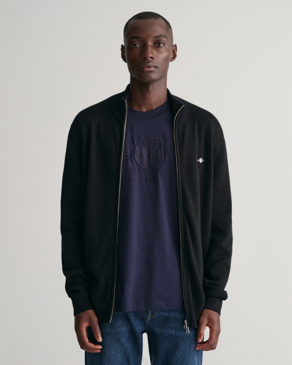 GANT Mens Casual Cotton Zip Cardigan - 5 Black