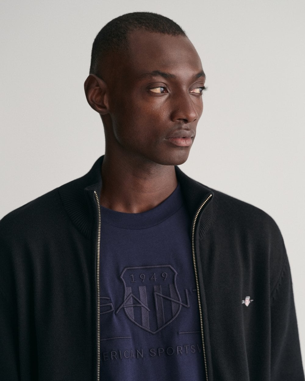 GANT Mens Casual Cotton Zip Cardigan - 5 Black