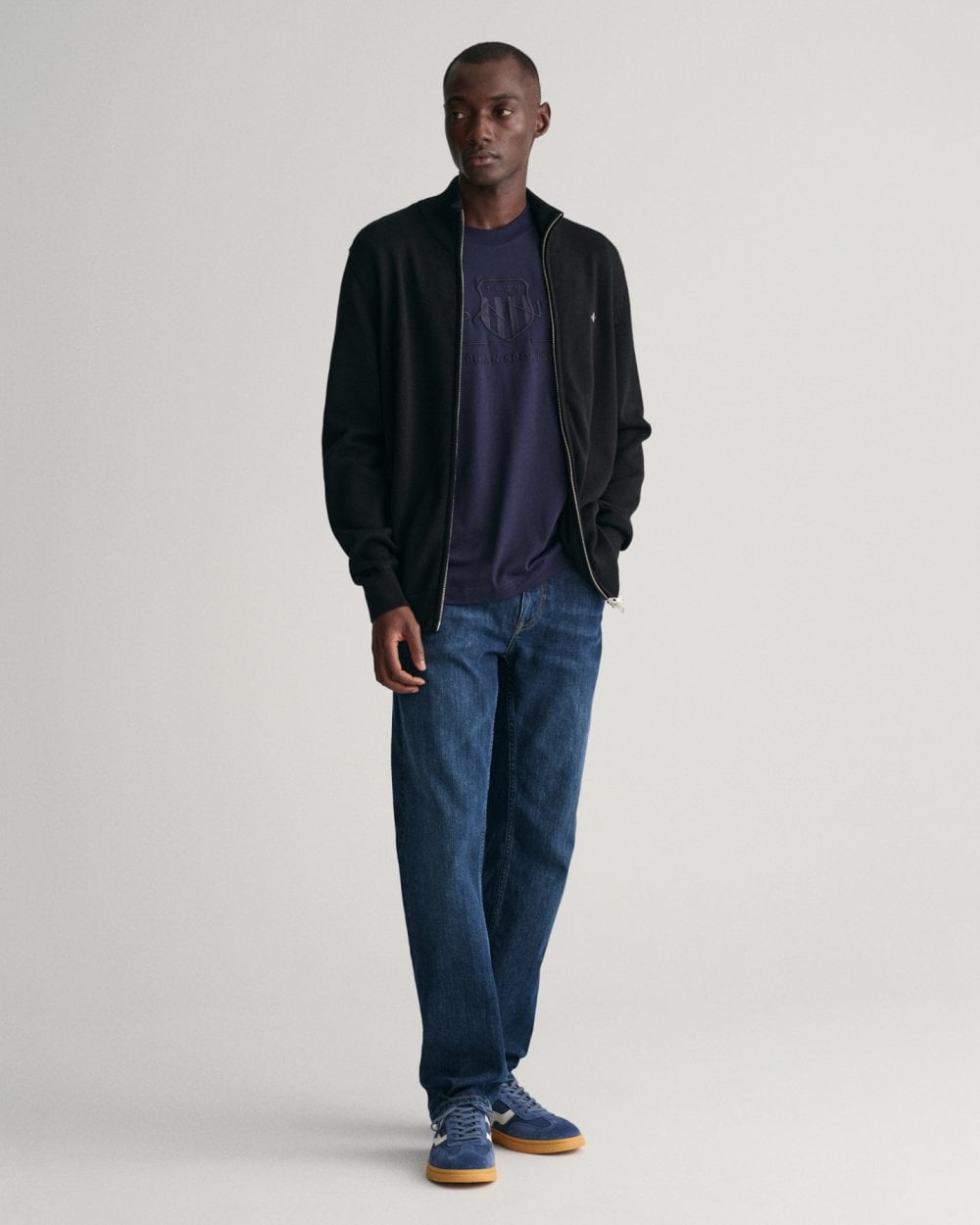 GANT Mens Casual Cotton Zip Cardigan - 5 Black