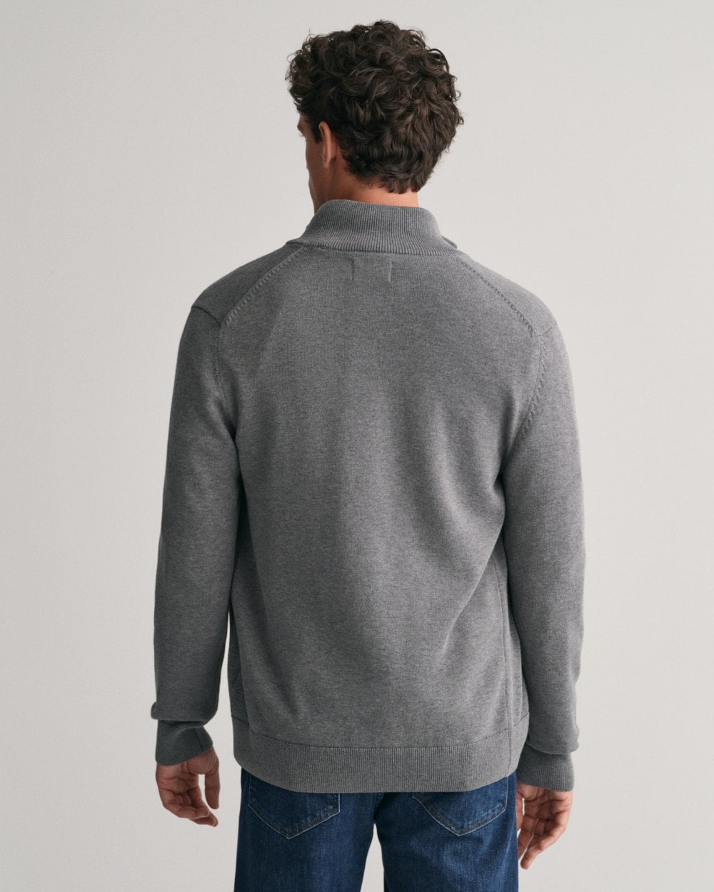 GANT Mens Casual Cotton Zip Cardigan - 92 Dark Grey Melange