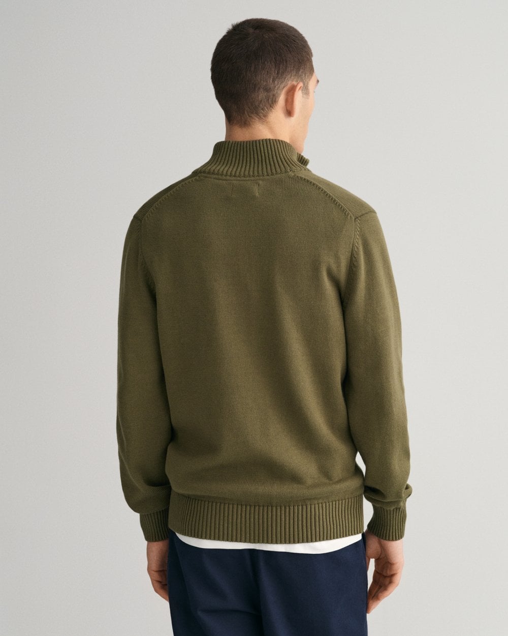 GANT Mens Casual Cotton Half Zip Jumper - 301 Juniper Green