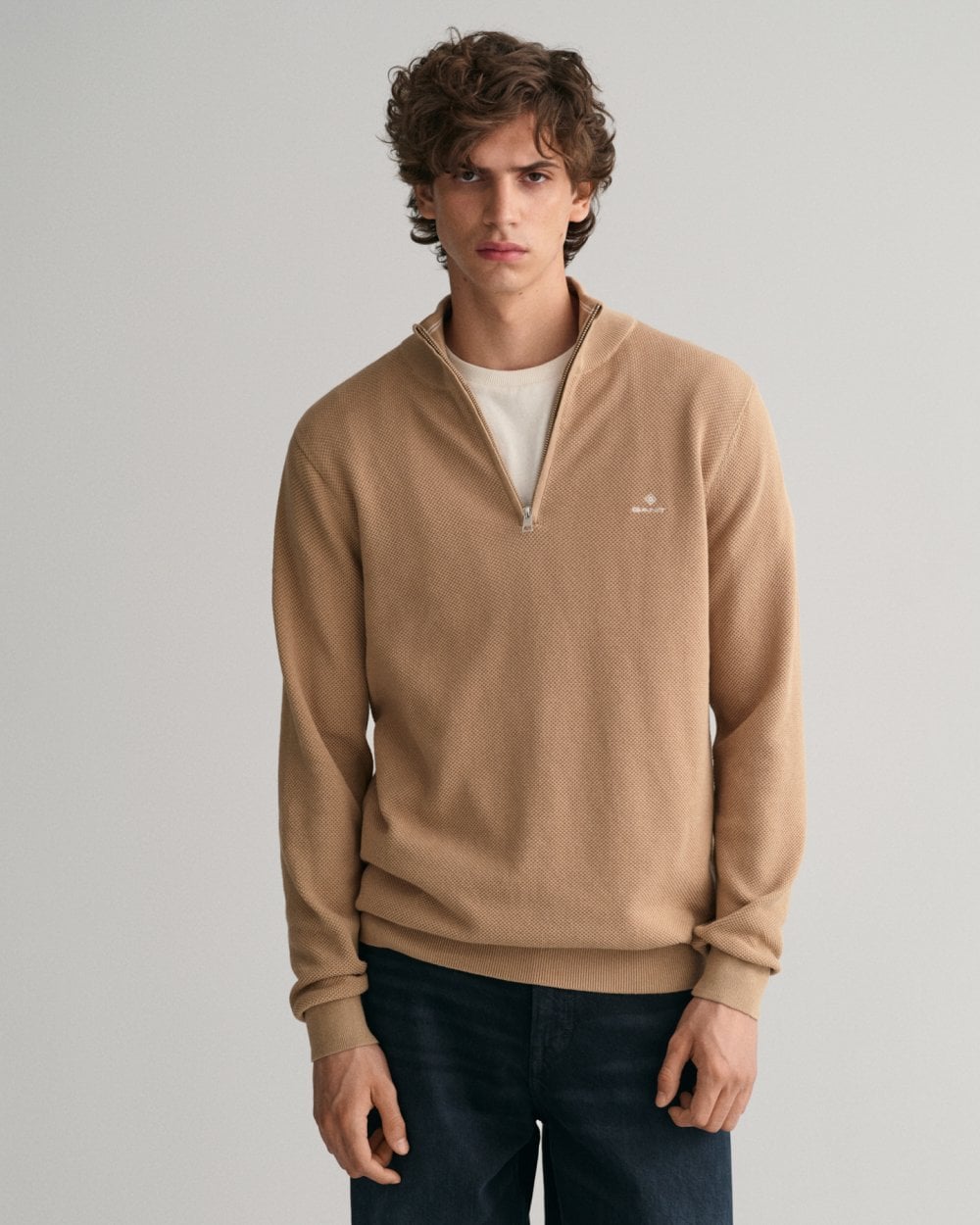 GANT Mens Cotton Pique Half Zip Jumper
