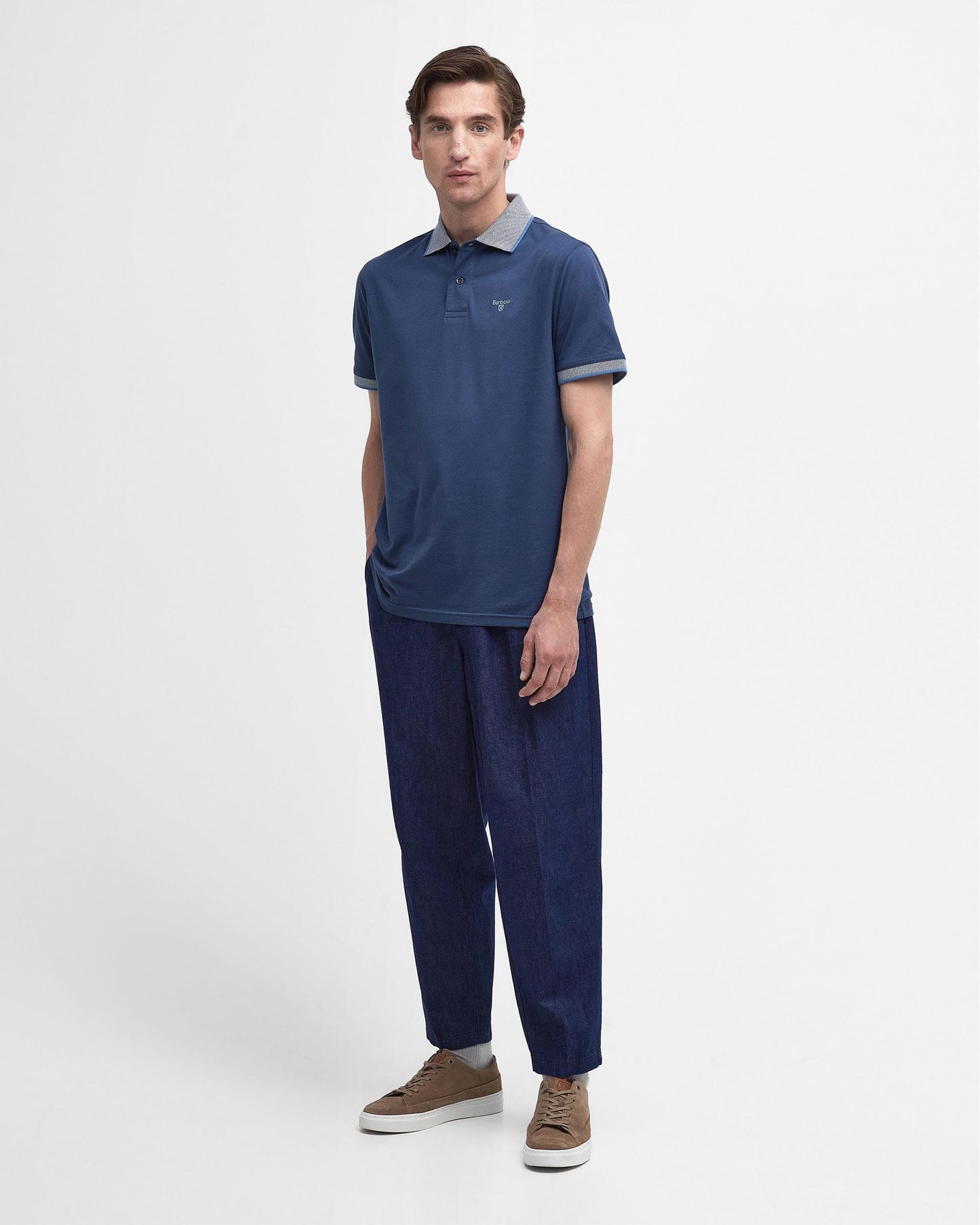 Barbour Cornsay Mens Tailored Polo - Dark Denim