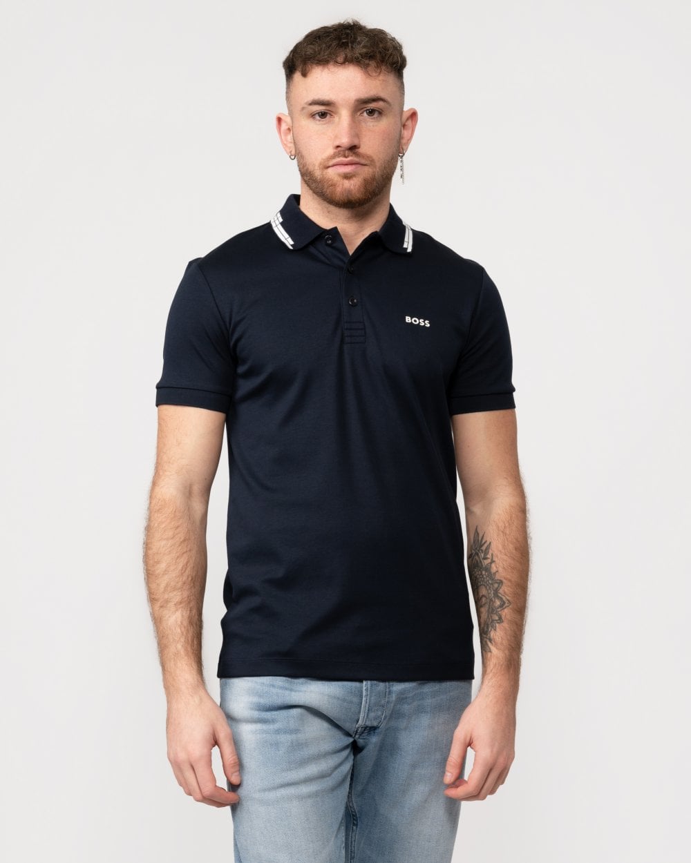 BOSS Green Paule Mens Slim-Fit Polo Shirt with Collar Graphics