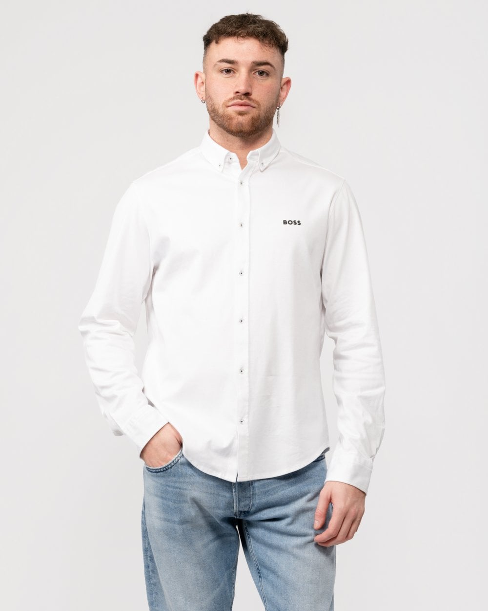 BOSS Orange B Motion Mens Long Sleeve Cotton Piqué Shirt