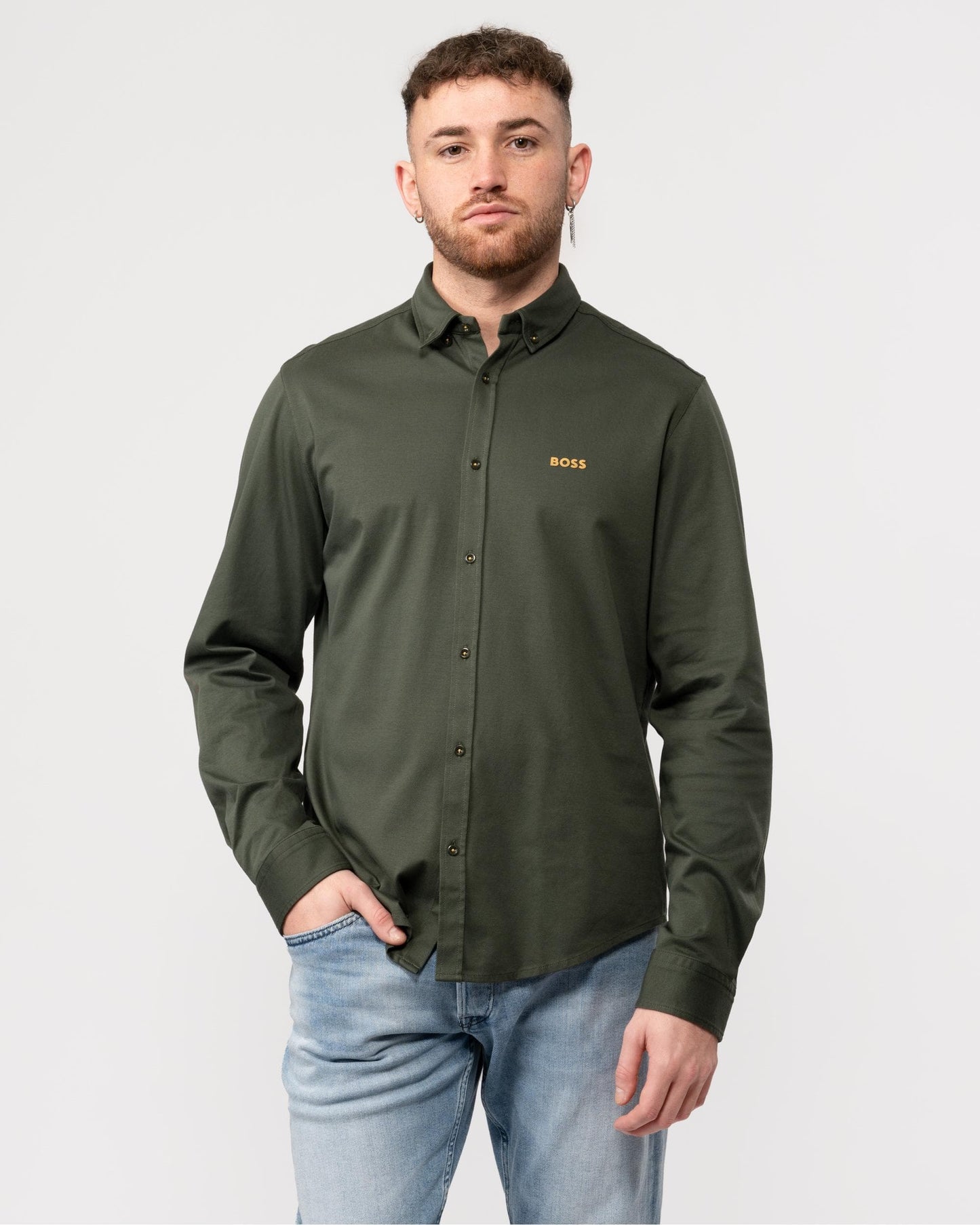 BOSS Orange B Motion Mens Long Sleeve Cotton Piqué Shirt