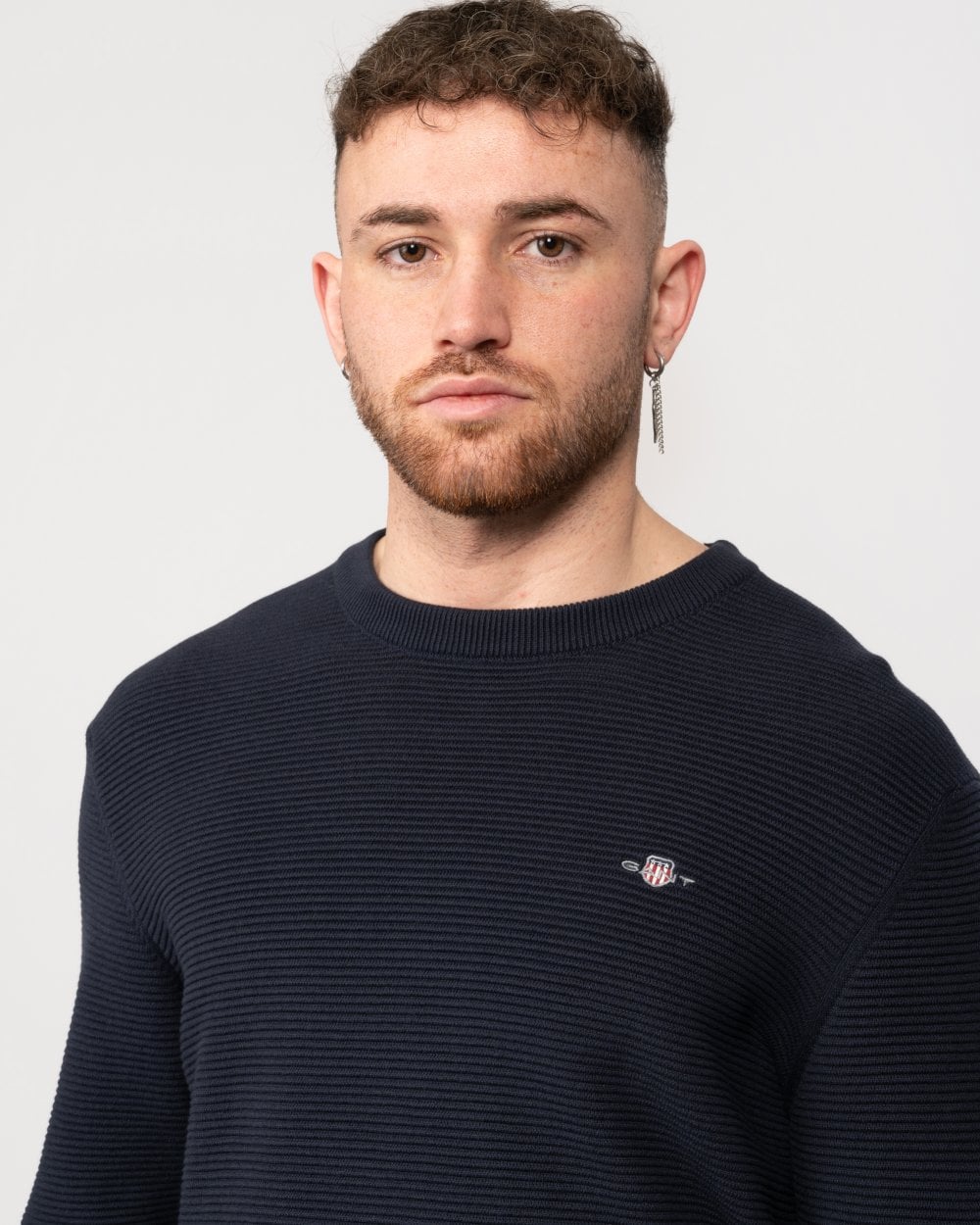 GANT GANT Mens Textured Cotton Crew Neck Jumper