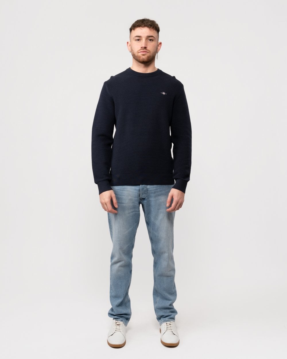 GANT GANT Mens Textured Cotton Crew Neck Jumper