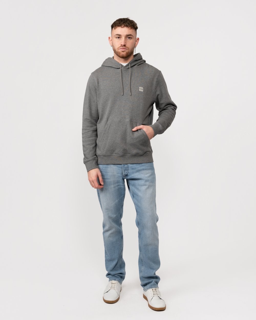 BOSS Orange Wetalk Mens Pullover Hoodie With Logo Patch - Light/Pastel Grey 051
