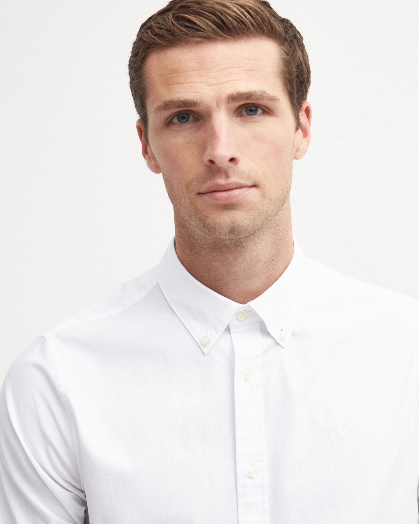 Barbour Crest Poplin Mens Long Sleeve Tailored Shirt - White