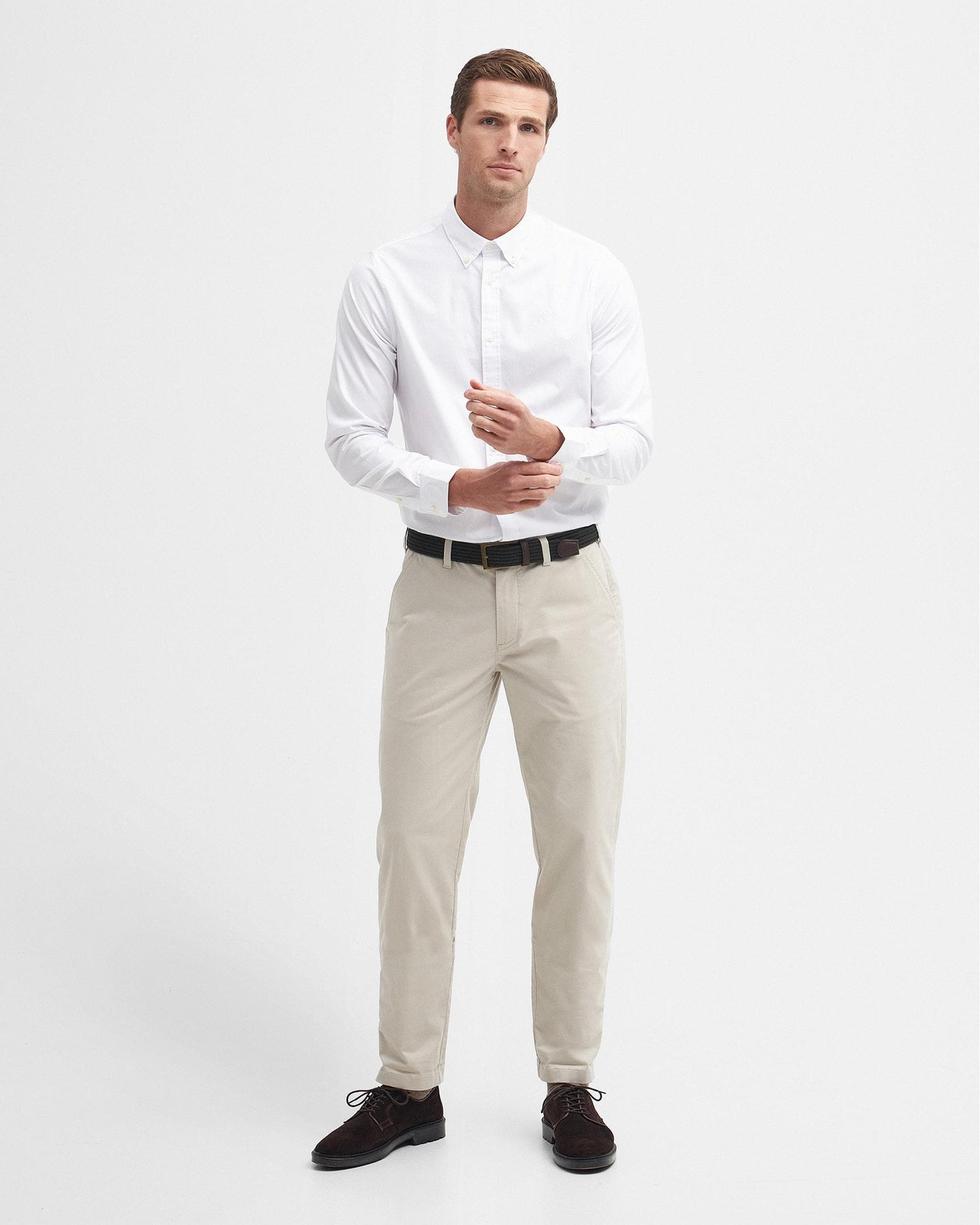 Barbour Crest Poplin Mens Long Sleeve Tailored Shirt - White