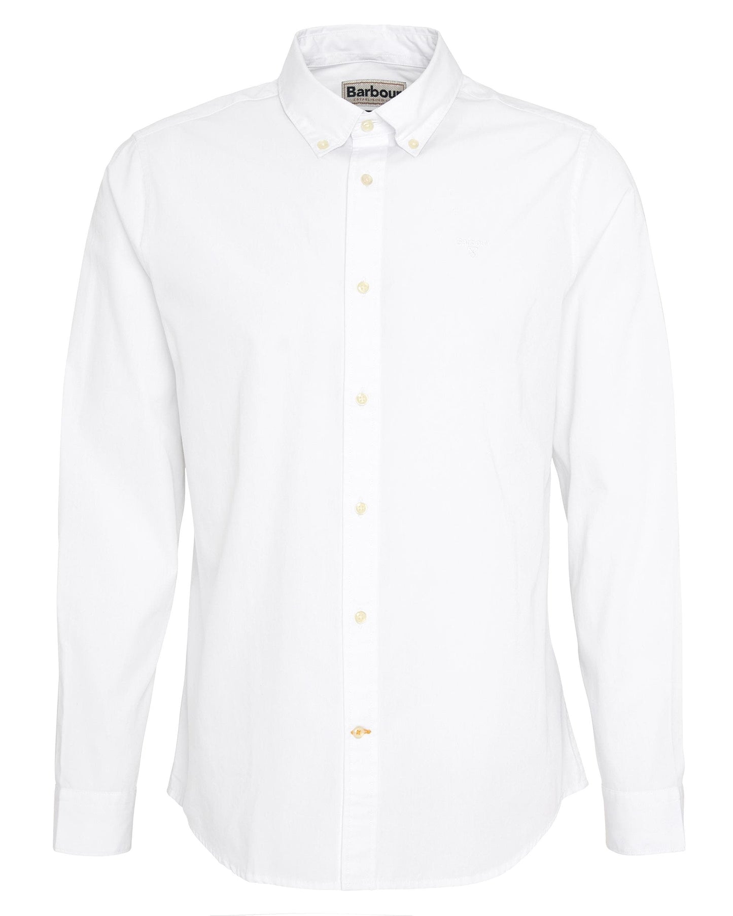 Barbour Crest Poplin Mens Long Sleeve Tailored Shirt - White