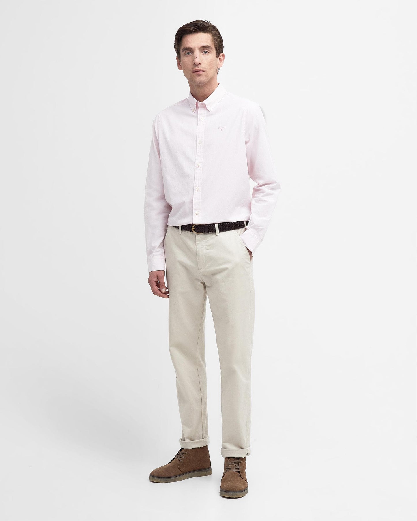 Barbour Crest Poplin Mens Long Sleeve Tailored Shirt - Pink