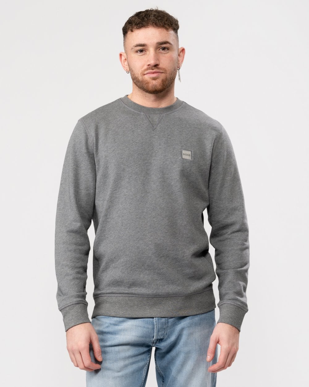 BOSS Orange Westart Mens Crew Neck Sweatshirt With Logo Patch