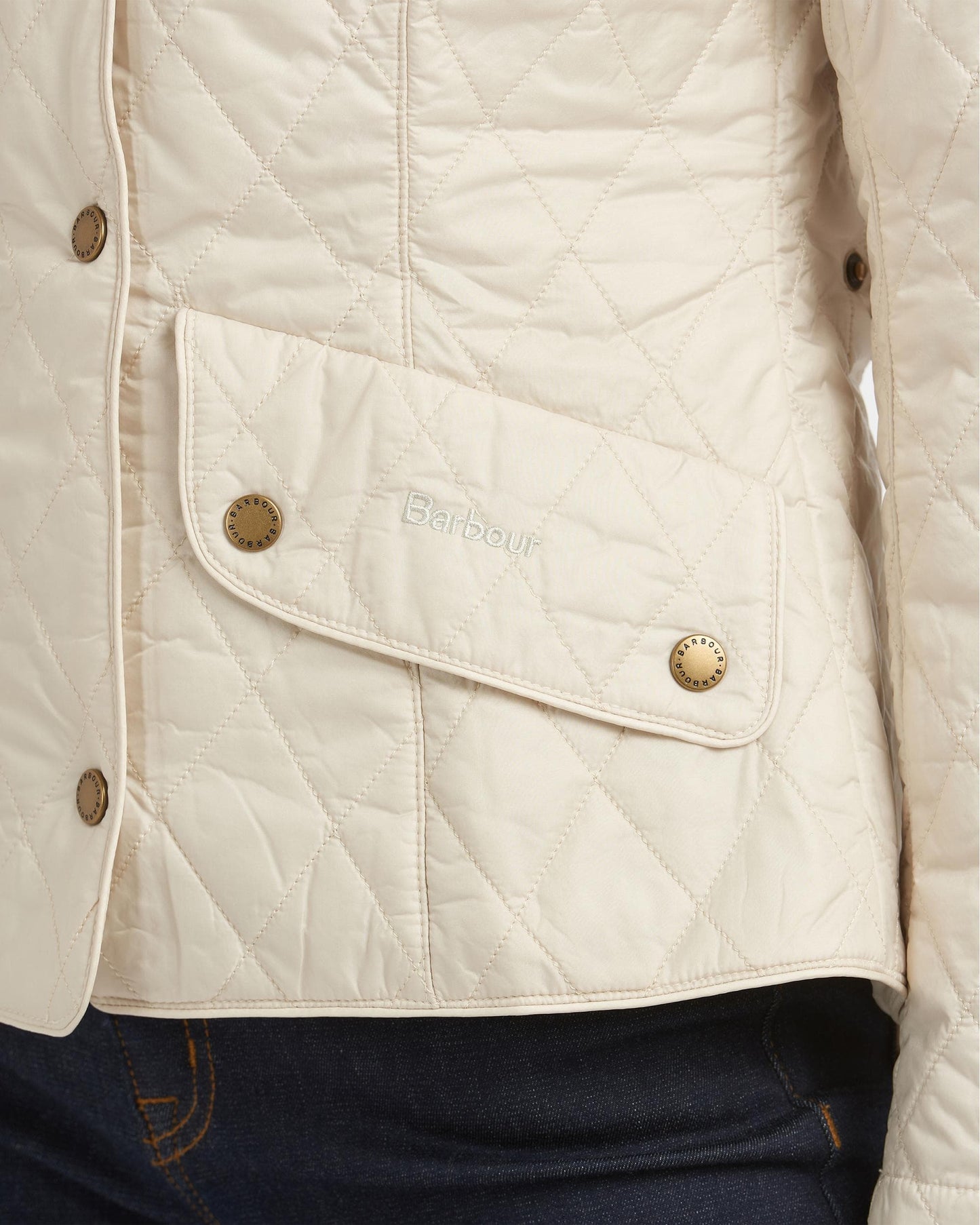 Barbour Flyweight Cavalry Quilted Ladies Jacket - Pearl/Stone