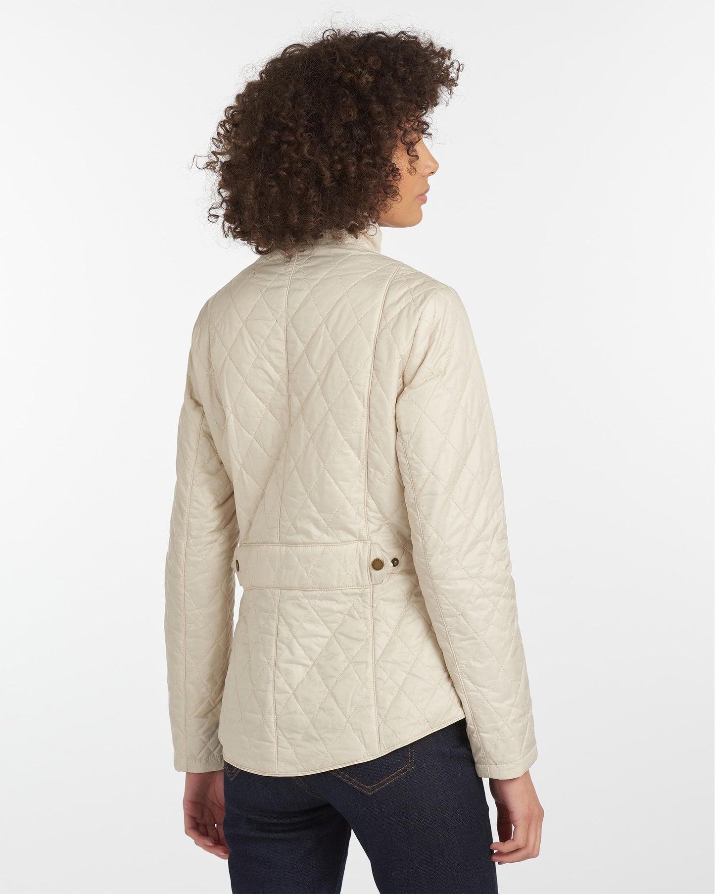 Barbour Flyweight Cavalry Quilted Ladies Jacket - Pearl/Stone