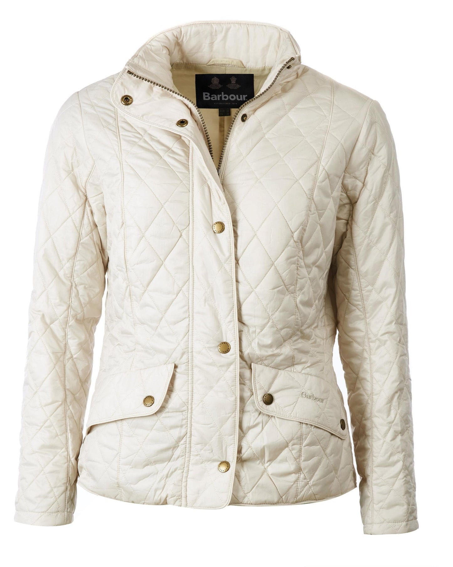 Barbour Flyweight Cavalry Quilted Ladies Jacket - Pearl/Stone