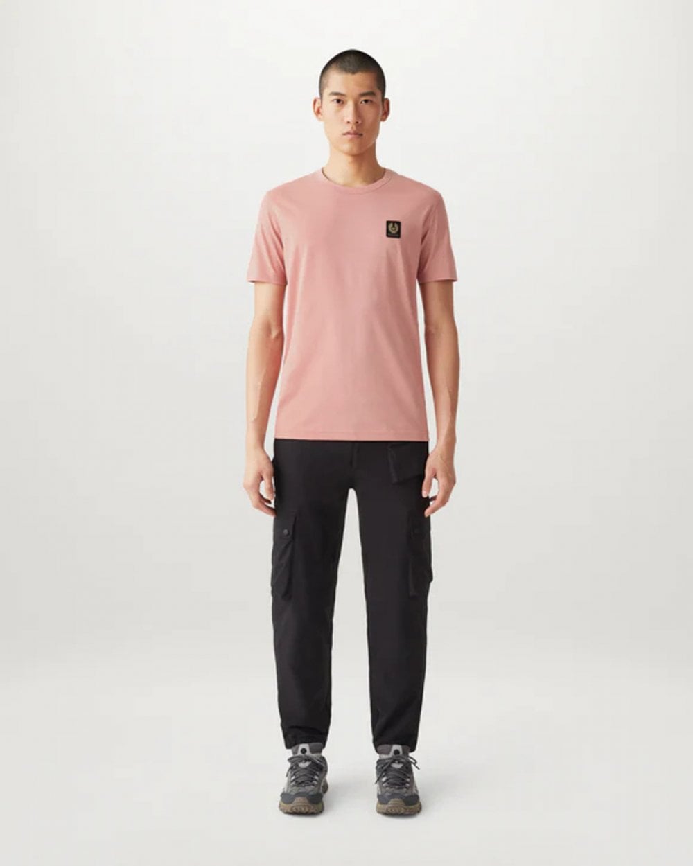 Belstaff Short Sleeved Mens Logo Patch T-Shirt - Rust Pink