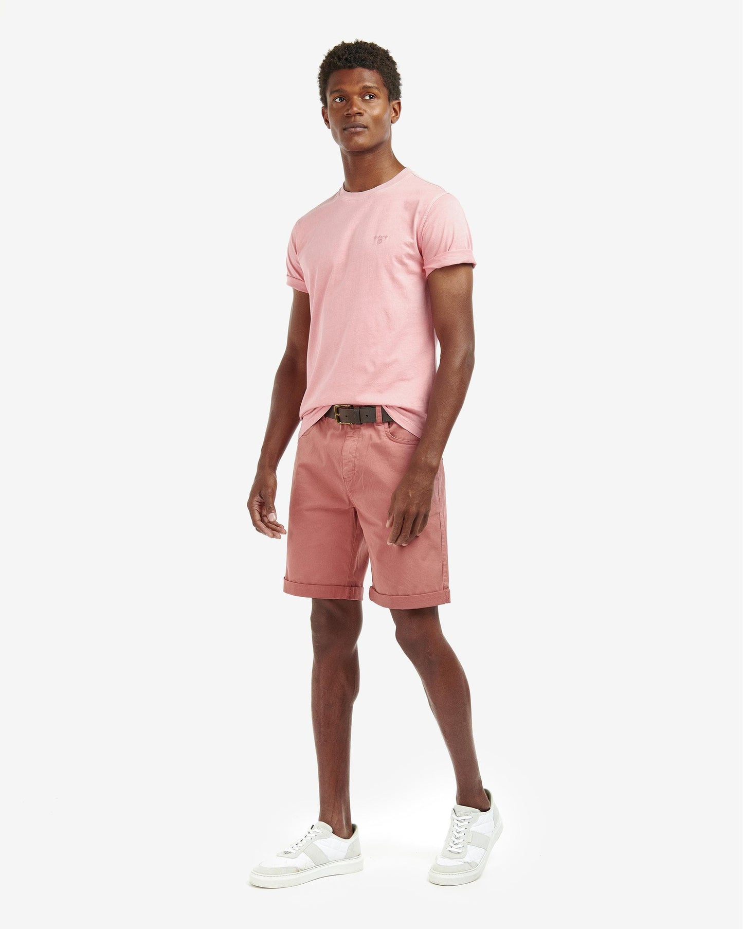 Barbour Garment Dyed Mens Tailored T-Shirt - Pink Salt