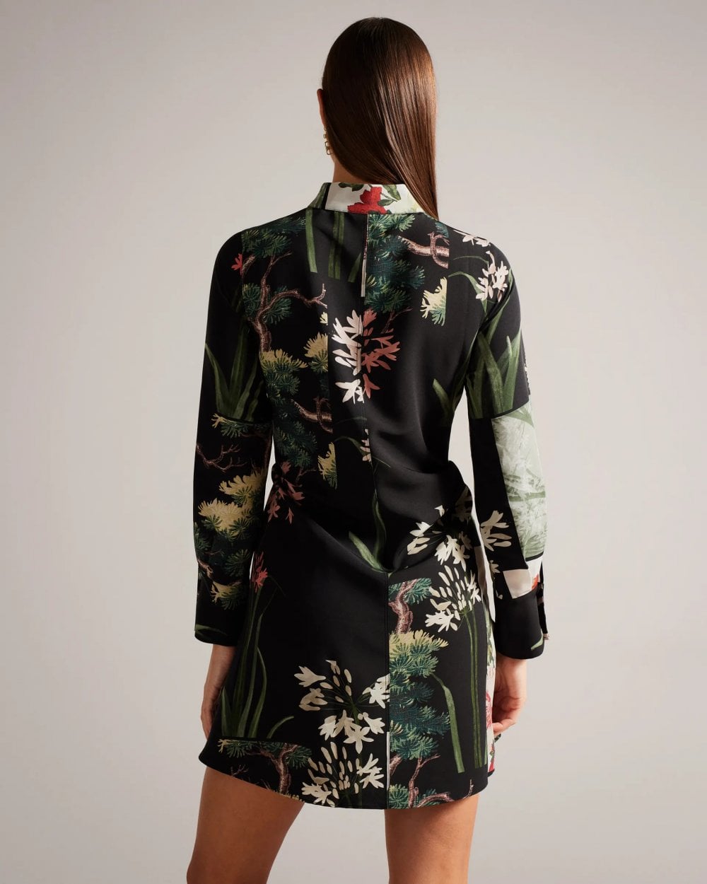 Ted Baker Winnieh Womens Long Sleeve Belted Straight Mini Shirt Dress