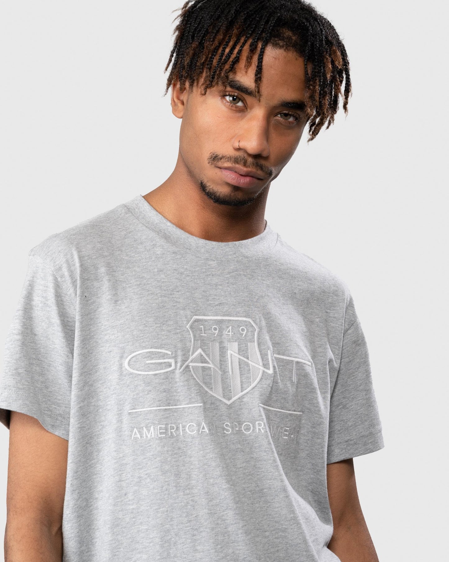 GANT Tonal Archive Shield Mens T-Shirt - 93 Grey Melange