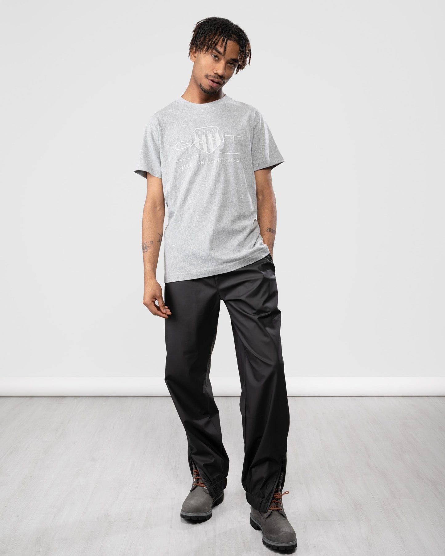 GANT Tonal Archive Shield Mens T-Shirt - 93 Grey Melange