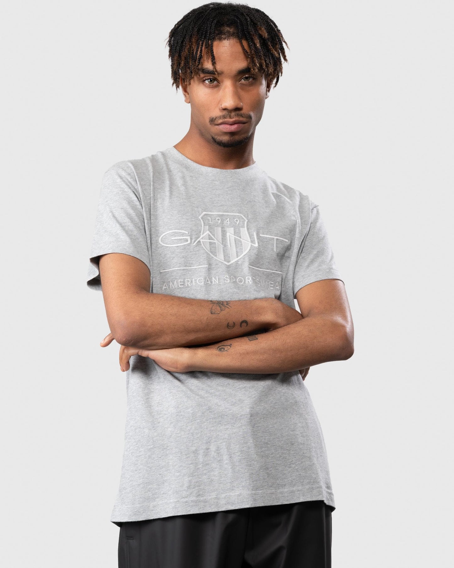 GANT Tonal Archive Shield Mens T-Shirt - 93 Grey Melange