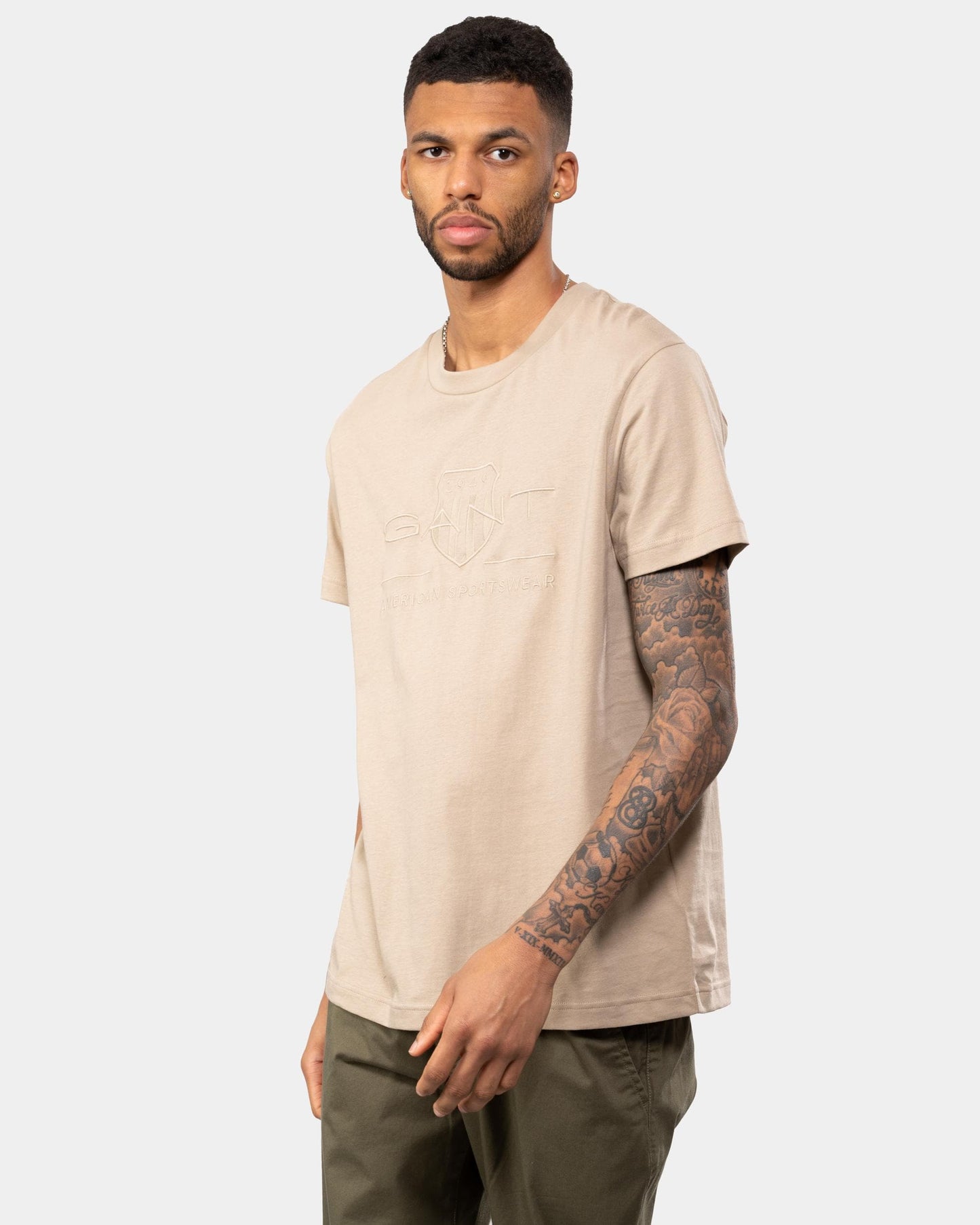 GANT Tonal Archive Shield Mens T-Shirt - 270 Concrete Beige