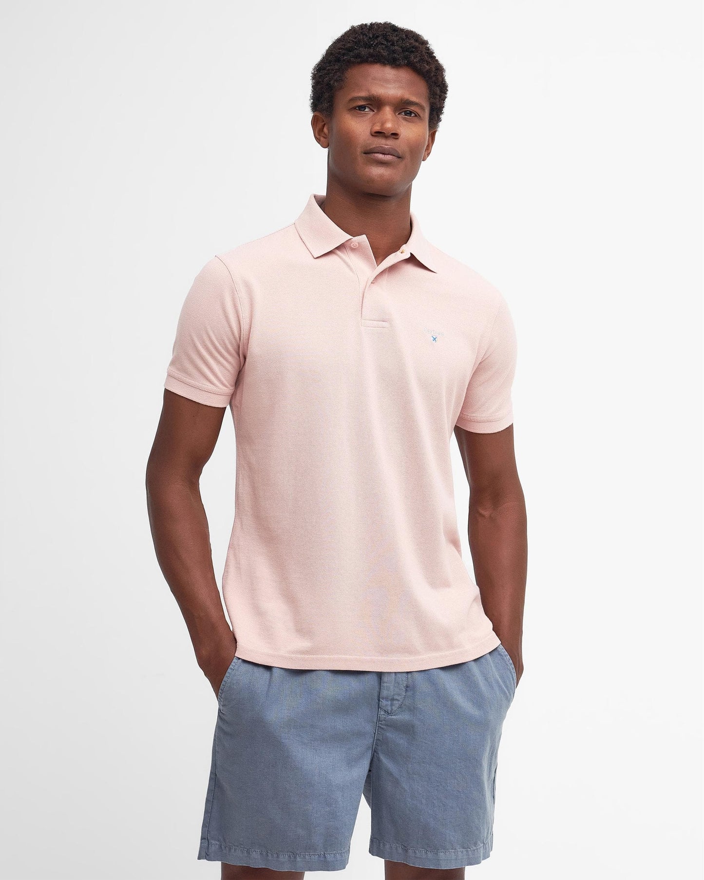Barbour Mens Sports Polo Shirt - Pink Mist