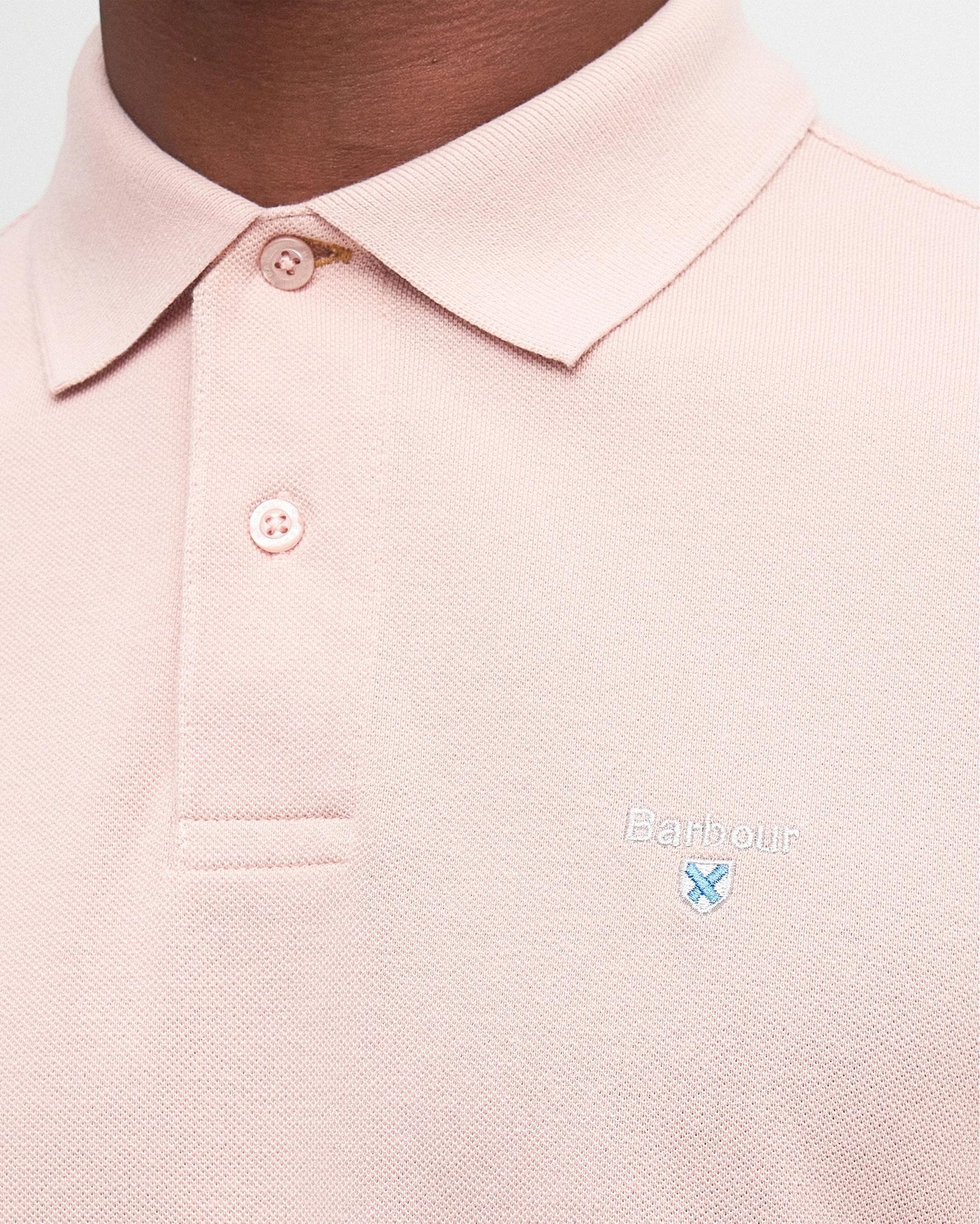Barbour Mens Sports Polo Shirt - Pink Mist