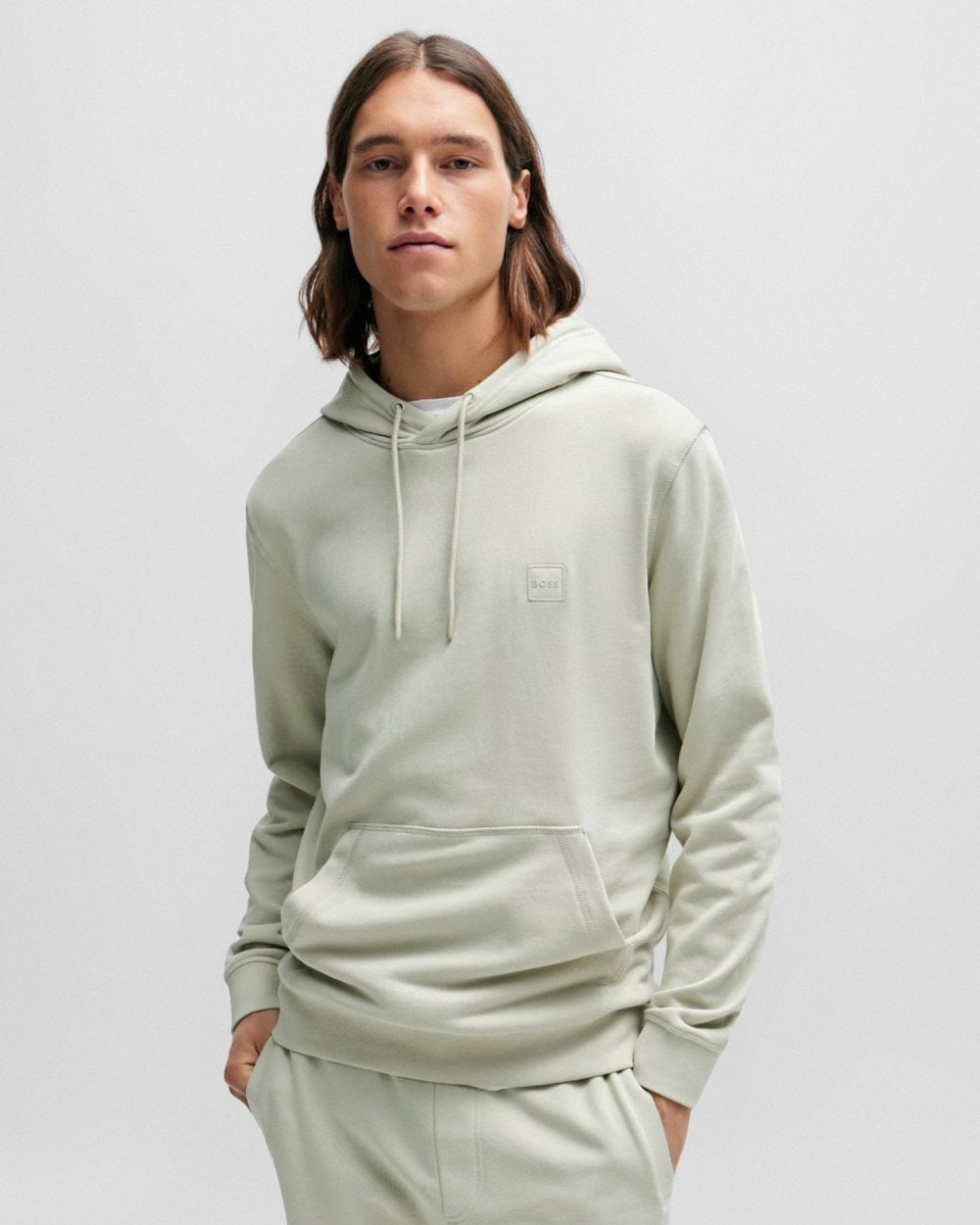 BOSS Orange Wetalk Mens Pullover Hoodie With Logo Patch
