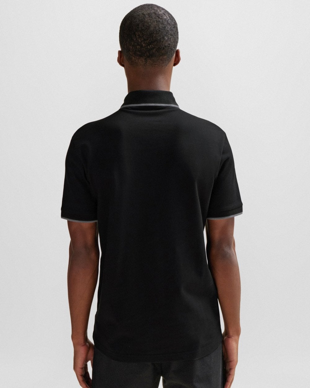 BOSS Orange Passertip Mens Short Sleeve Polo Shirt With Tipped Collar - Black 001