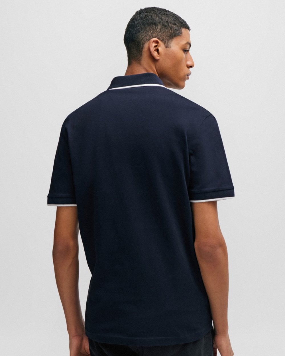 BOSS Orange Passertip Mens Short Sleeve Polo Shirt With Tipped Collar - Dark Blue 404