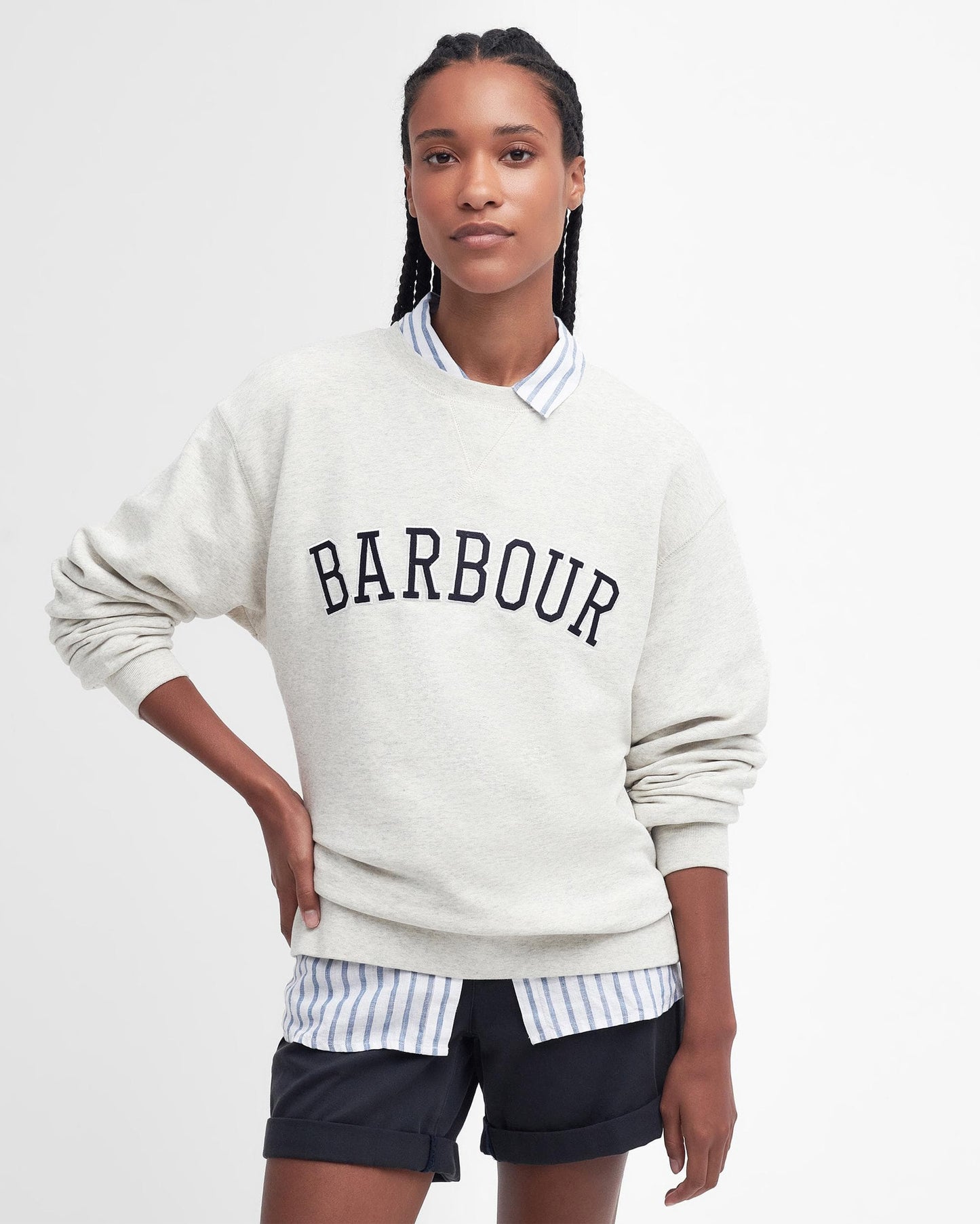 Barbour Northumberland Womens Drop Shoulder Sweatshirt - Cloud/Navy