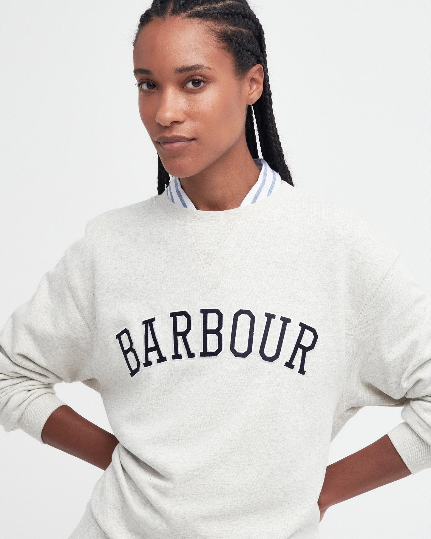 Barbour Northumberland Womens Drop Shoulder Sweatshirt - Cloud/Navy