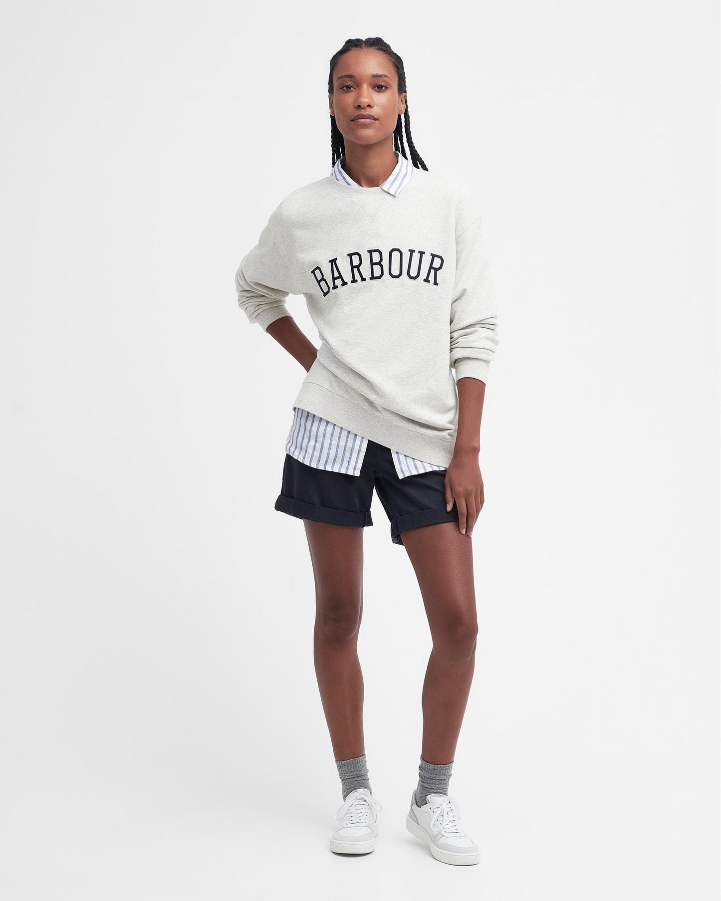 Barbour Northumberland Womens Drop Shoulder Sweatshirt - Cloud/Navy