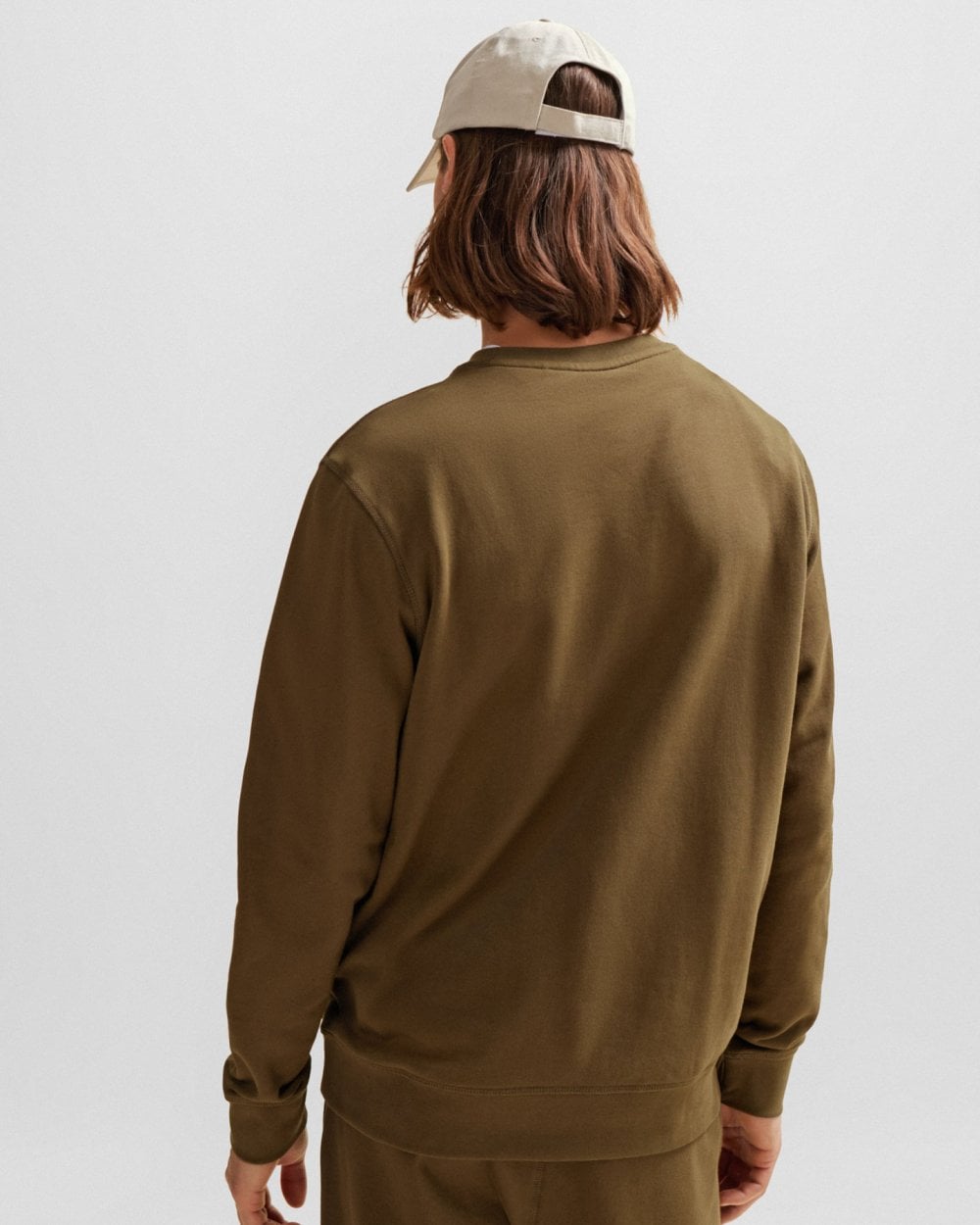 BOSS Orange Westart Mens Crew Neck Sweatshirt With Logo Patch - Open Green 368