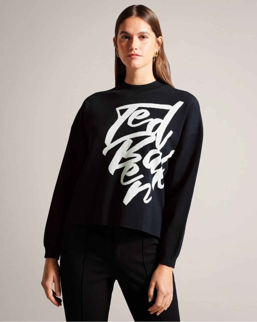 Ted Baker Emallly Womens Branded Jacquard Knit Jumper