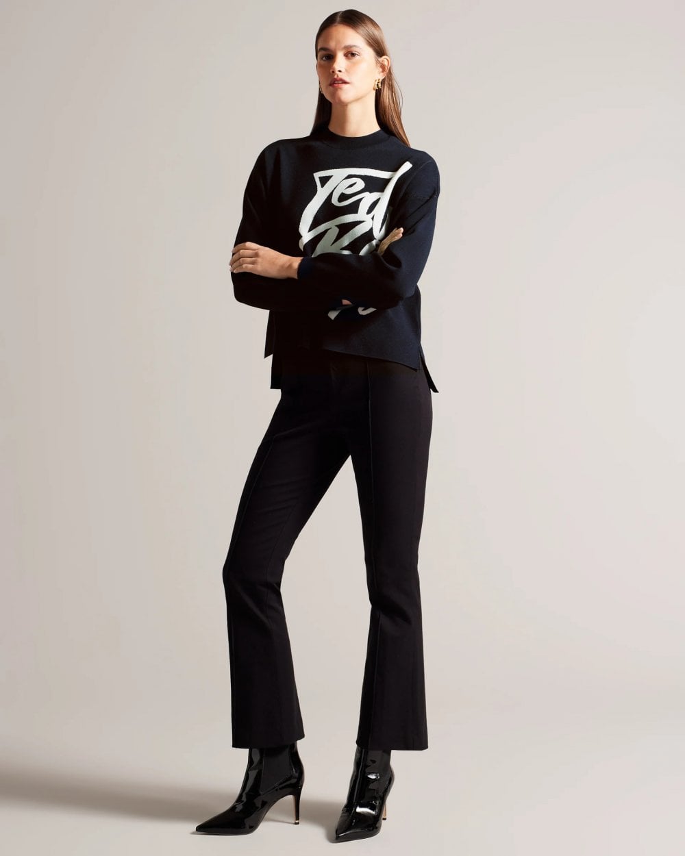Ted Baker Emallly Womens Branded Jacquard Knit Jumper