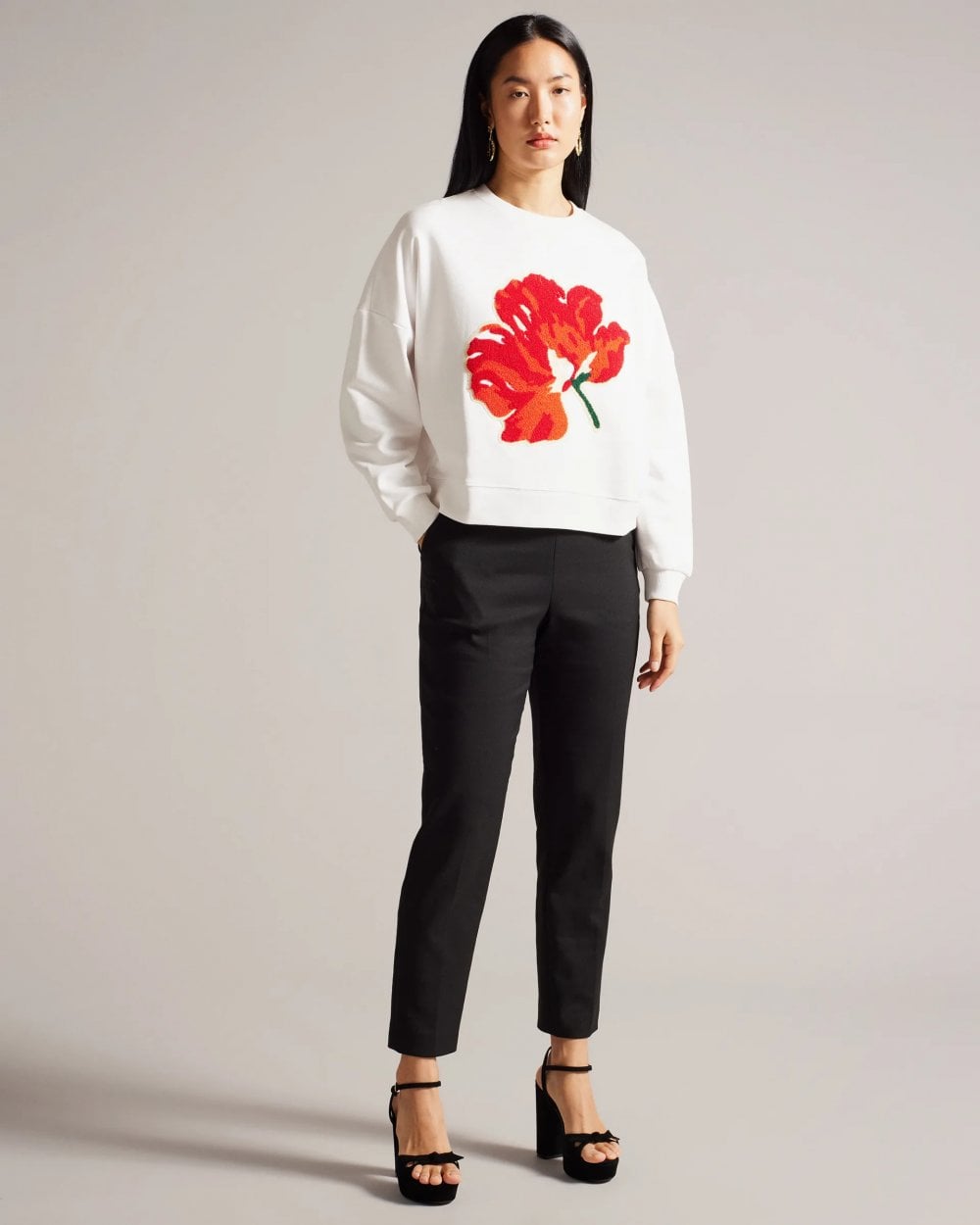 Ted Baker Marelaa Womens Sweatshirt With Boucle Flower
