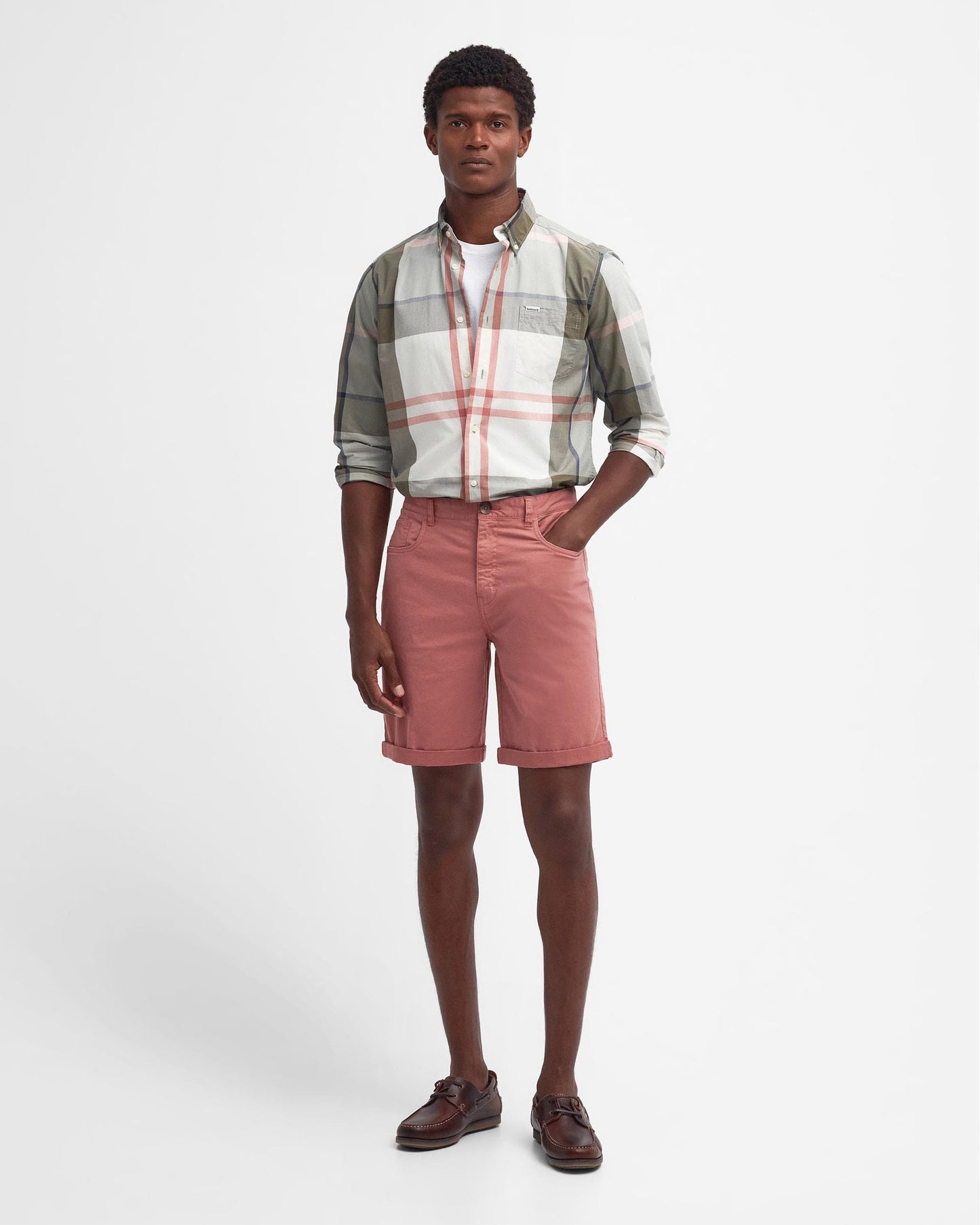 Barbour Overdyed Mens Twill Shorts - Pink Clay